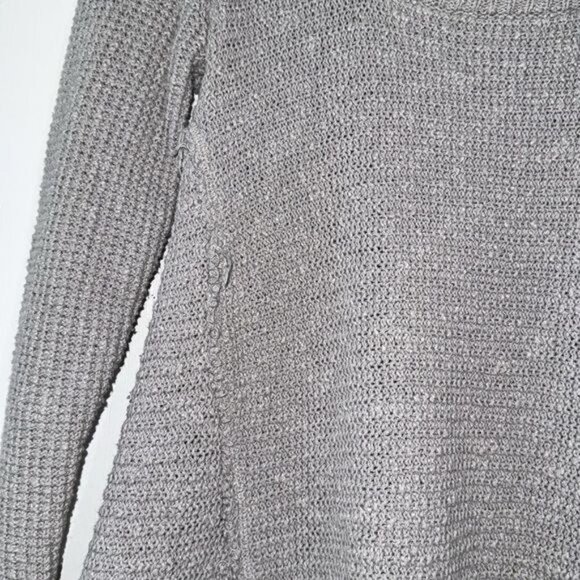 Kaisely Gray Cold-Shoulder Knit Sweater Tunic XS With Frayed Hem - Picture 6 of 11